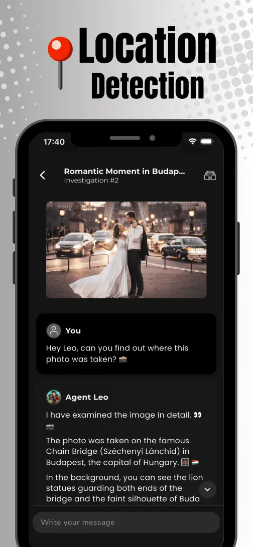 PhotoSpy home screen – map investigation view