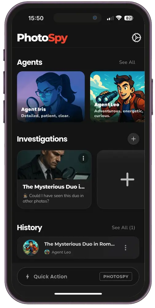 PhotoSpy mobile app screenshot